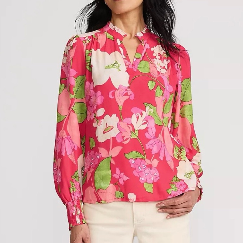Lands End Women’s Crepe Split Neck Popover Top